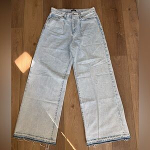 Express Light Blue Flare Jeans Relaxed Wide Leg